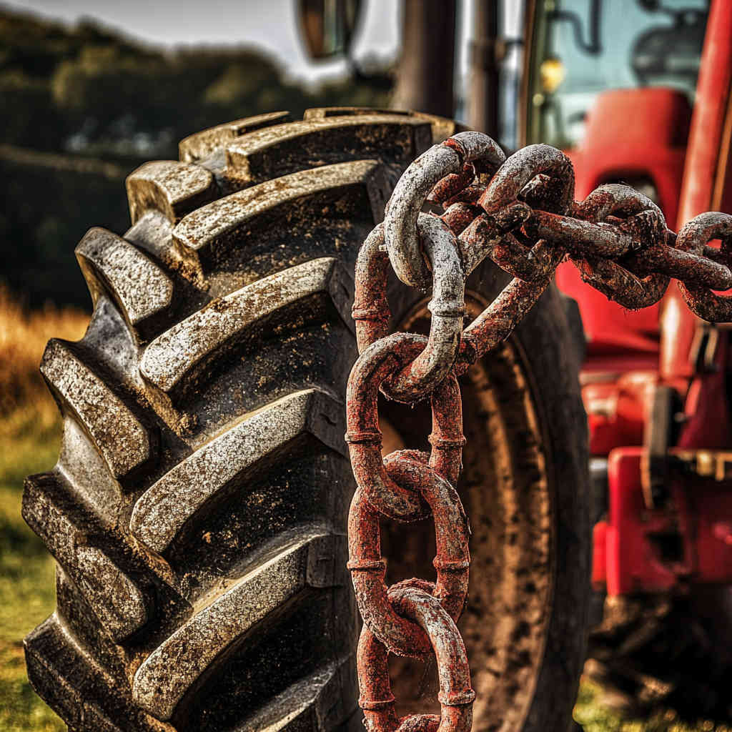 Agricultural chains in tractor
